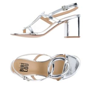 Shiny Silver sling sandal
